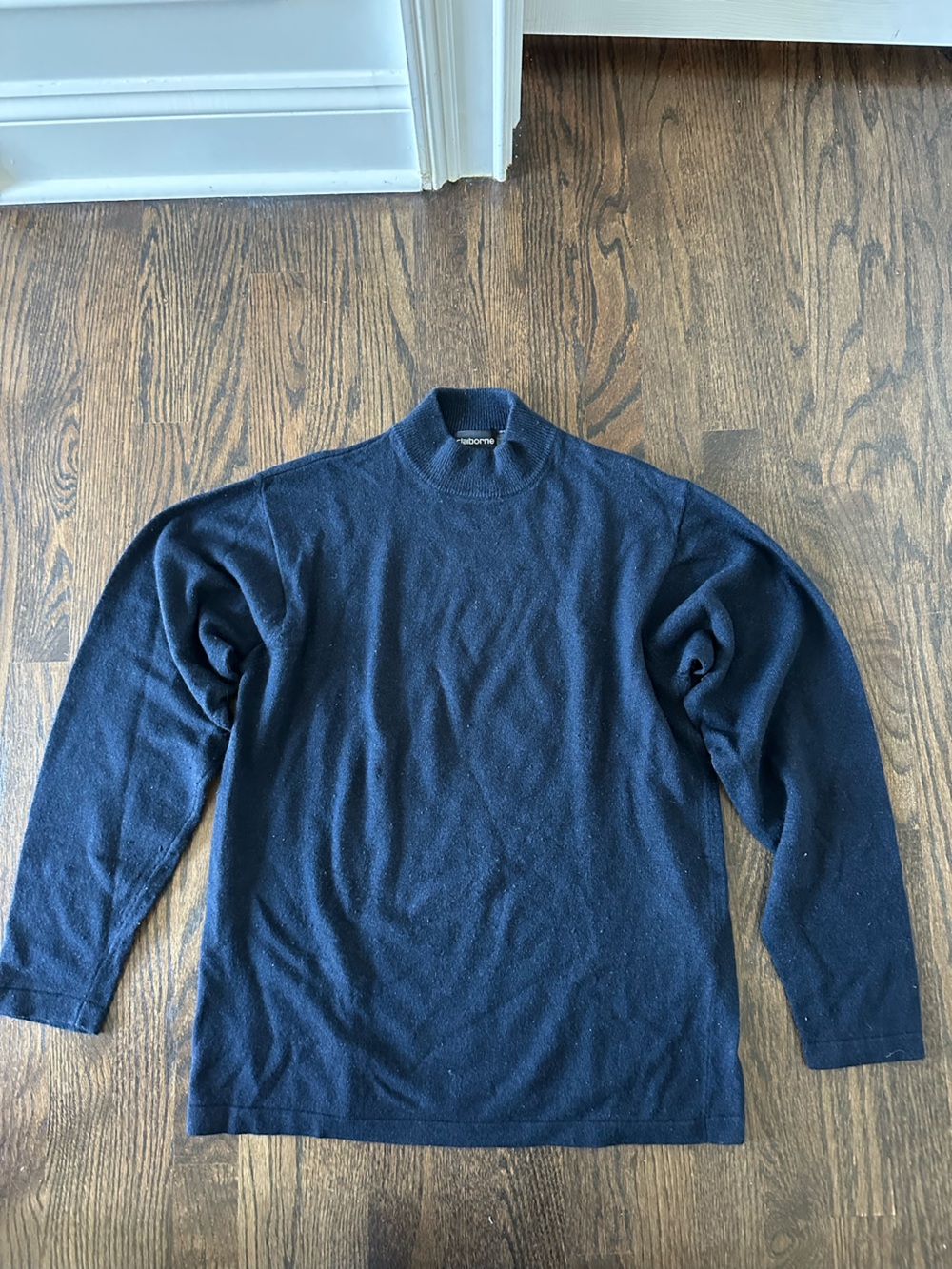 Claiborne Lambswool Angora Cashmere Blend Crewneck Sweater Navy Medium